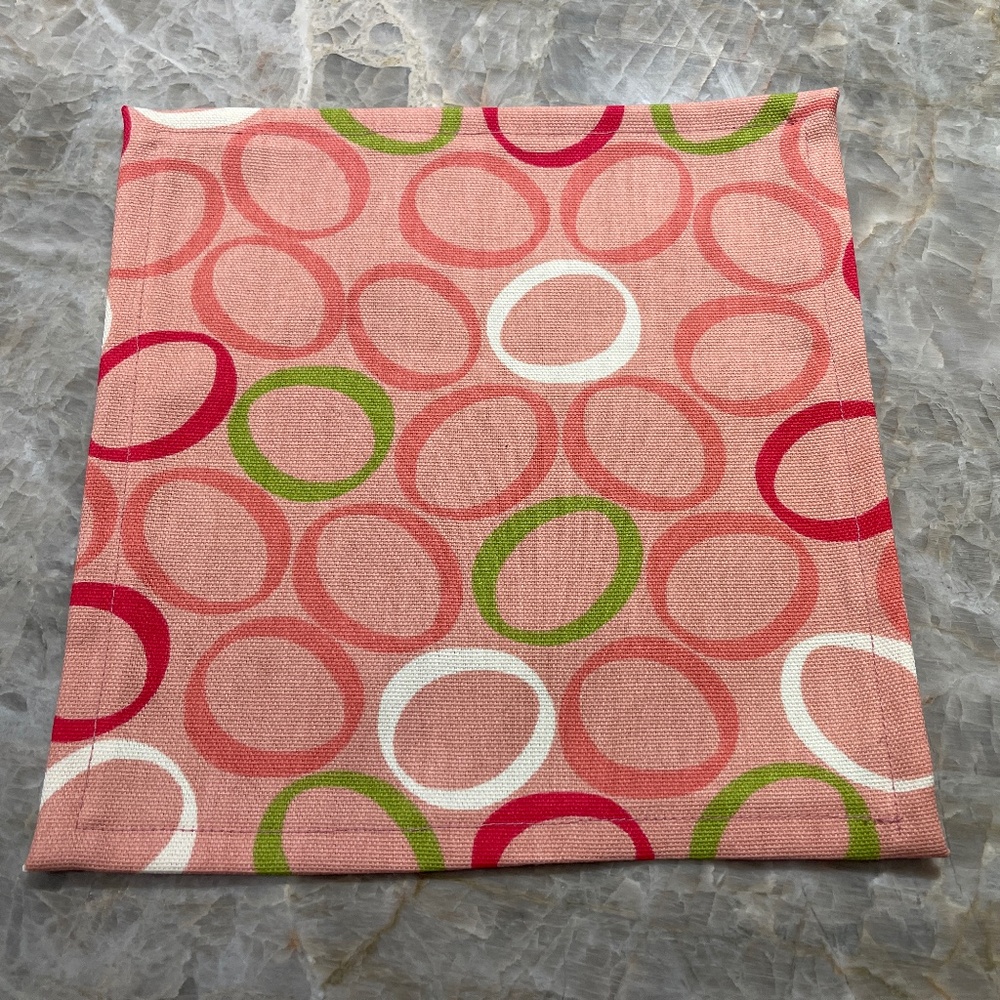 Set of 4 Cloth Napkins,  Mid Century Modern Print 9"